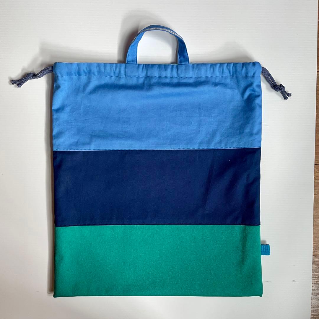 《Roy♡様》シンプルボーダーGR ●手提げ袋レッスンバッグ