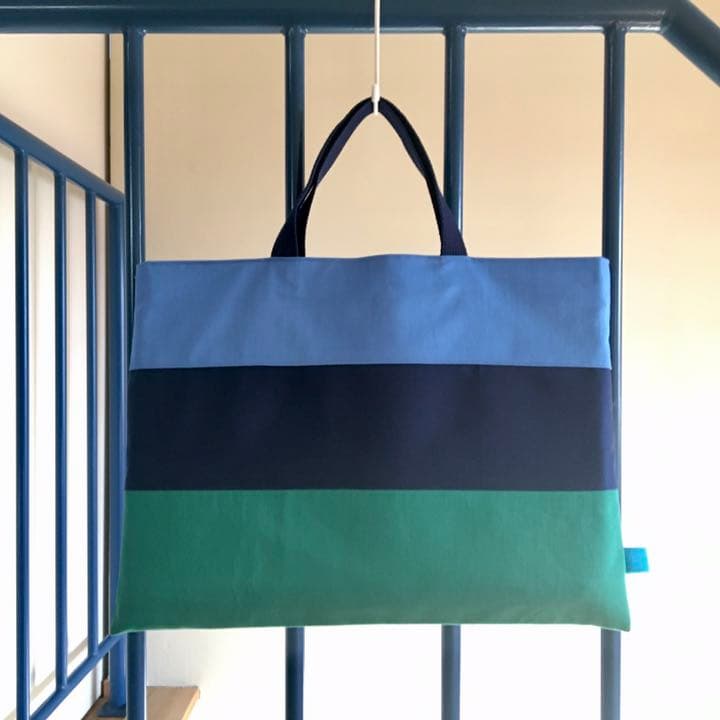 《Roy♡様》シンプルボーダーGR ●手提げ袋レッスンバッグ