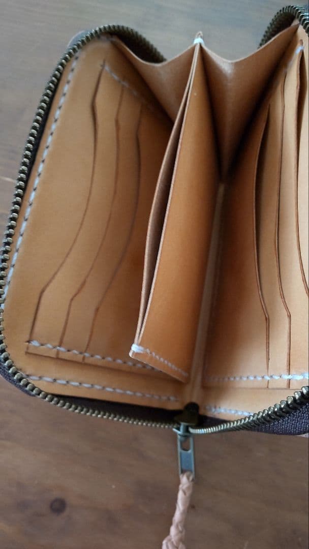 ラウンドウォレットミニ　栃木サドルレザー　総手縫いハンドメイド　(29)