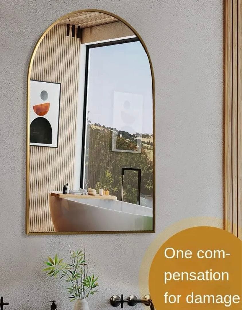 新品アーチ型金色フレーム大きな鏡アンティーク鏡大きいミラー