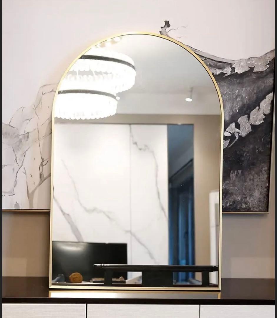 新品アーチ型金色フレーム大きな鏡アンティーク鏡大きいミラー