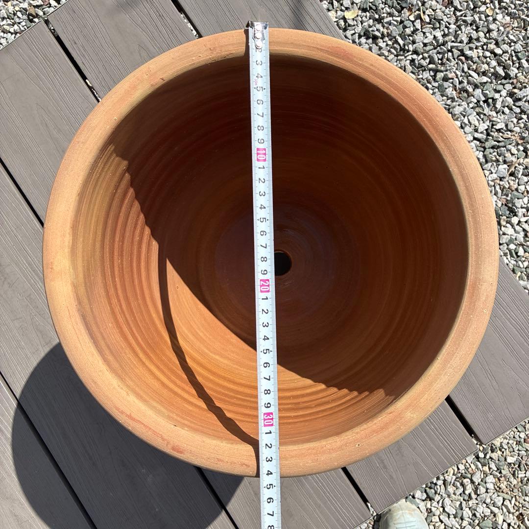 テラコッタ製ストライプ 大型植木鉢