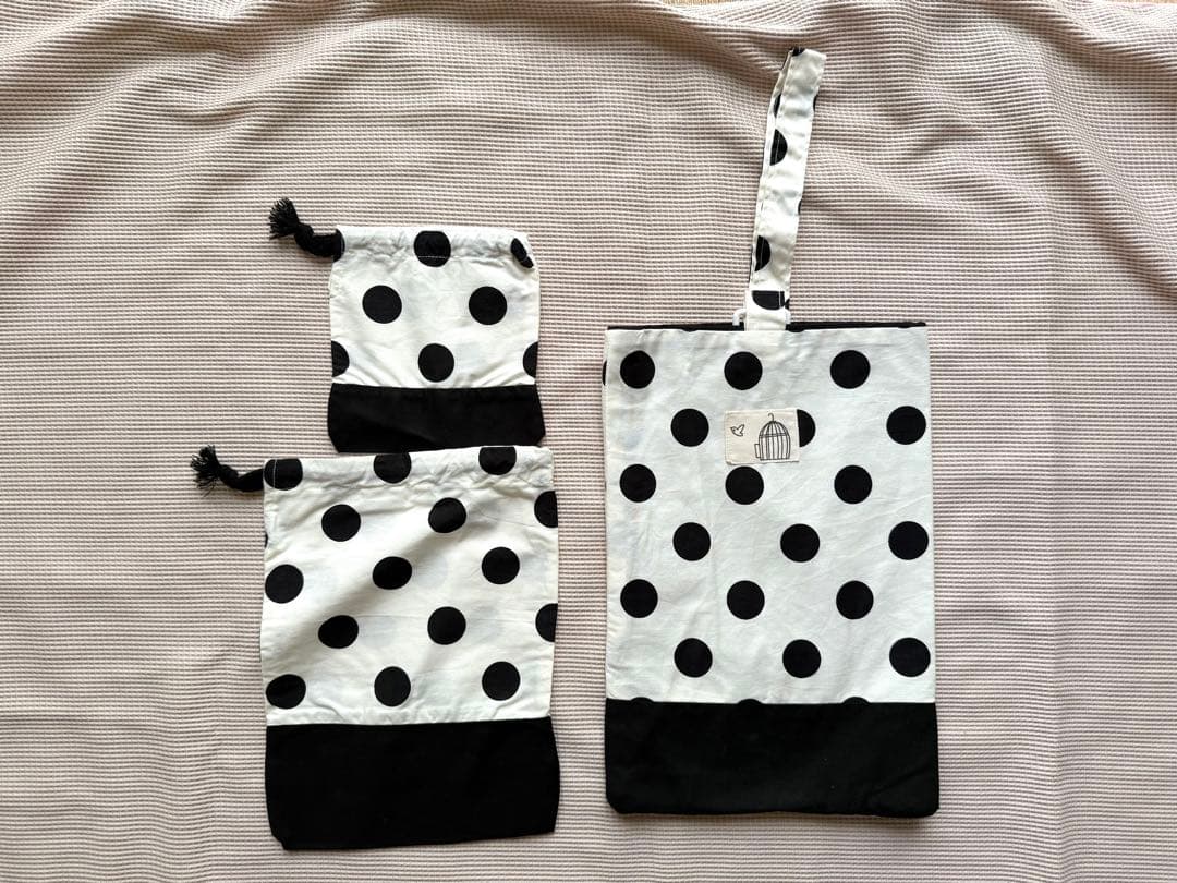 入学 入園グッズ6点セット 黒水玉 女の子 レッスンバッグ