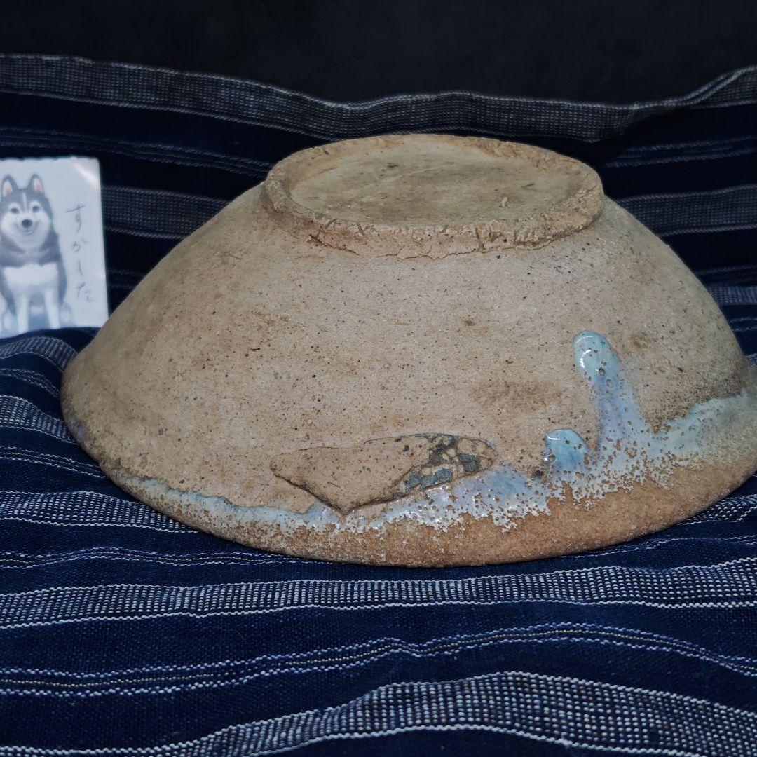 古常滑焼山茶碗(平安〜鎌倉、元箱、縞木綿藍染包み古布付