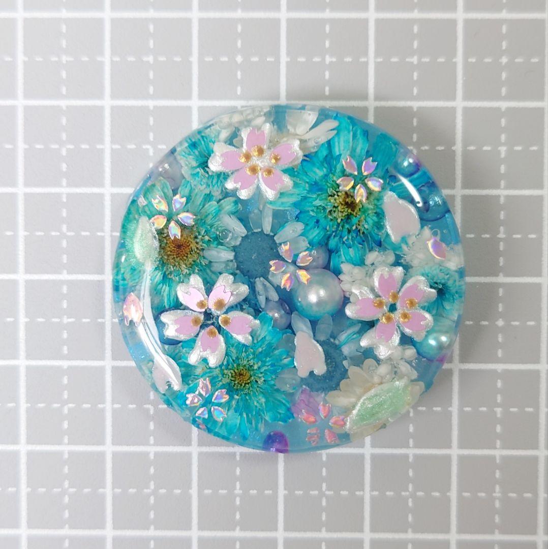 レジン　猫　ドライフラワー　ヘアゴム　ブローチ　ポニーフック　No.608