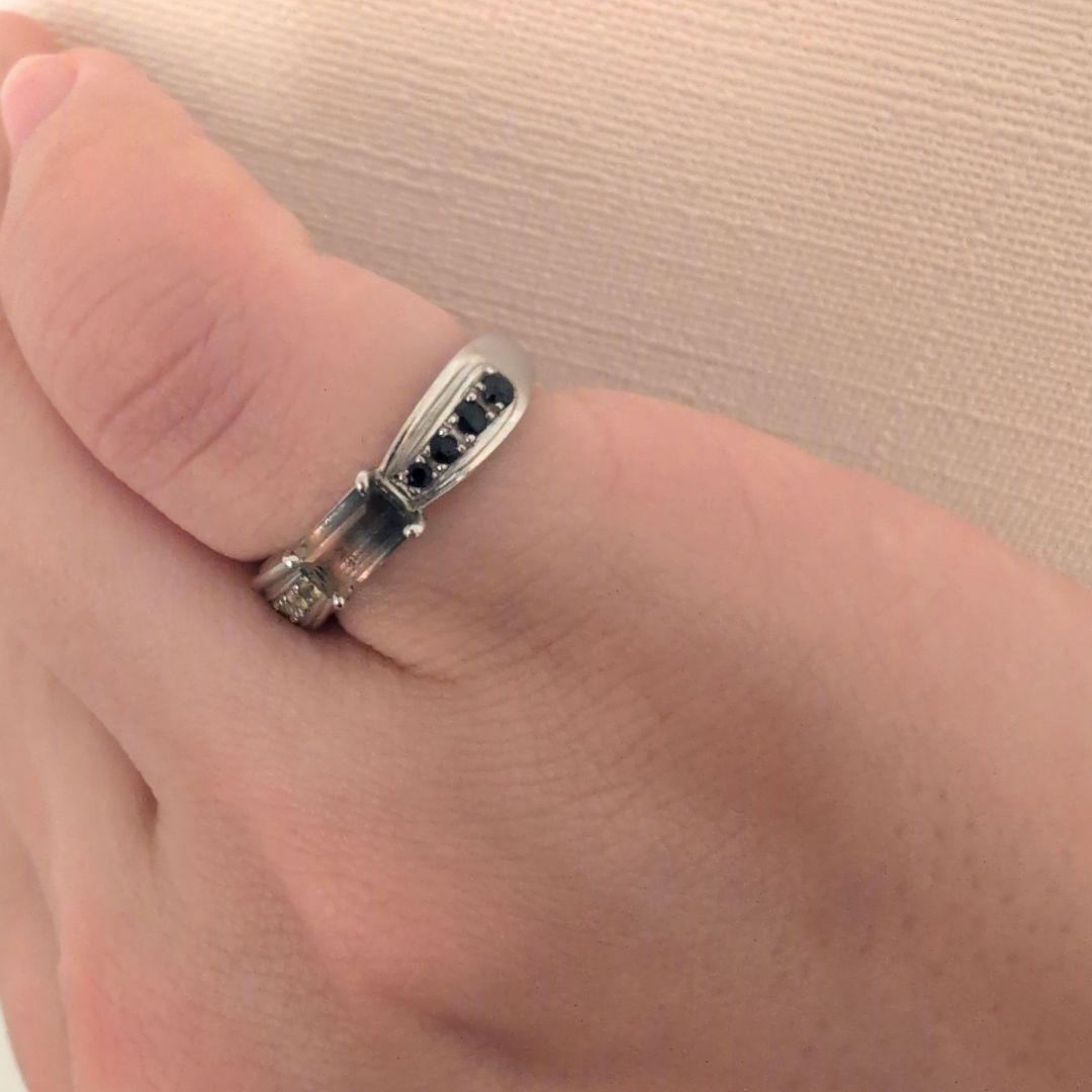 バイカラーサファイア リボンリング9号　marie Jewelry