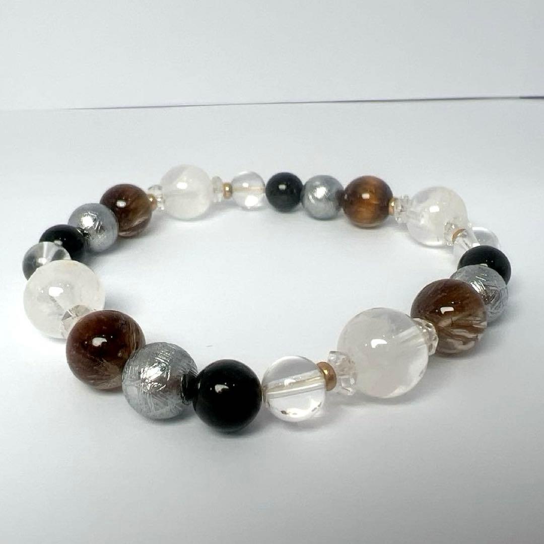 内包水晶 ブレスレット 約10mm ブラウンルチル 天然石 デザイン［袋付き］