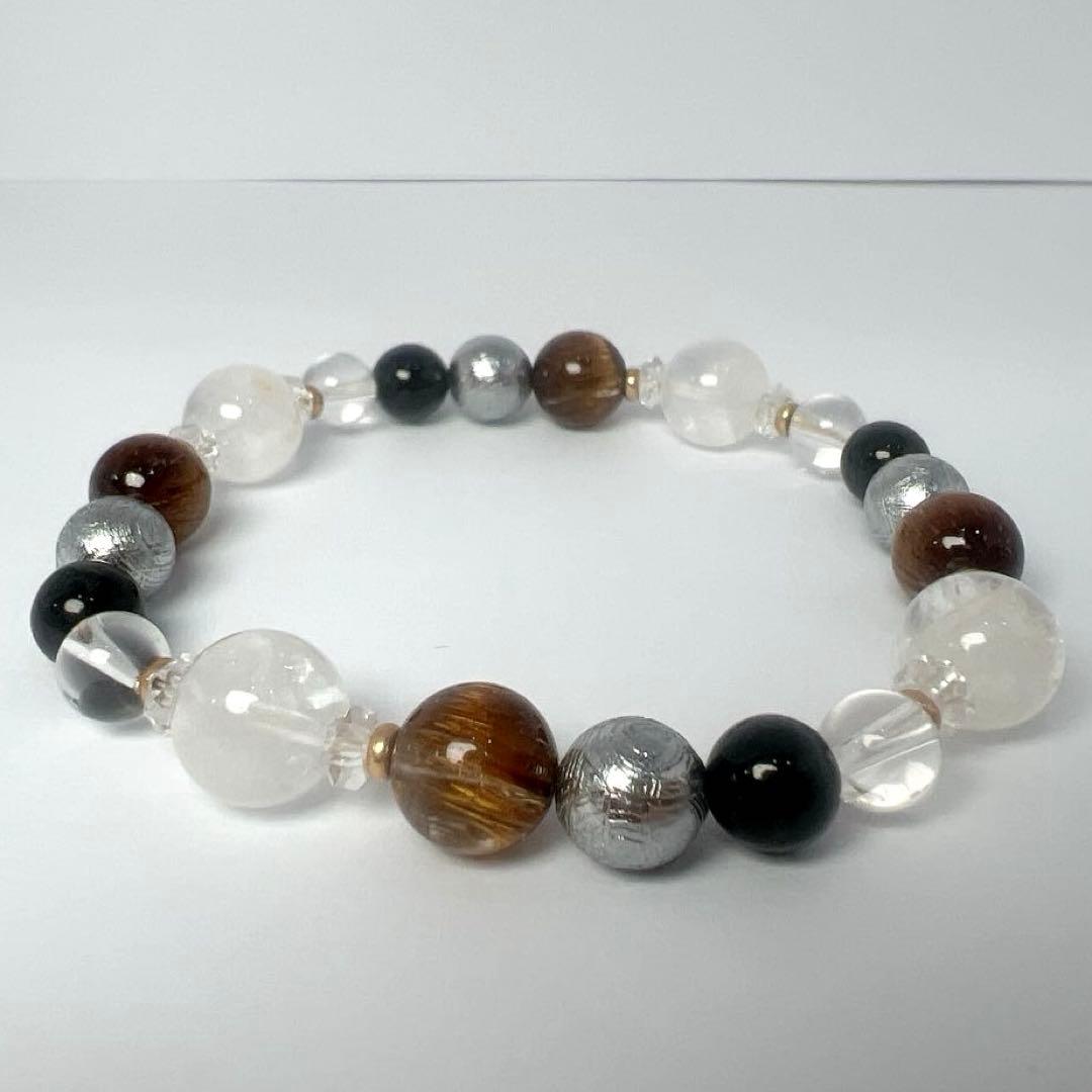 内包水晶 ブレスレット 約10mm ブラウンルチル 天然石 デザイン［袋付き］