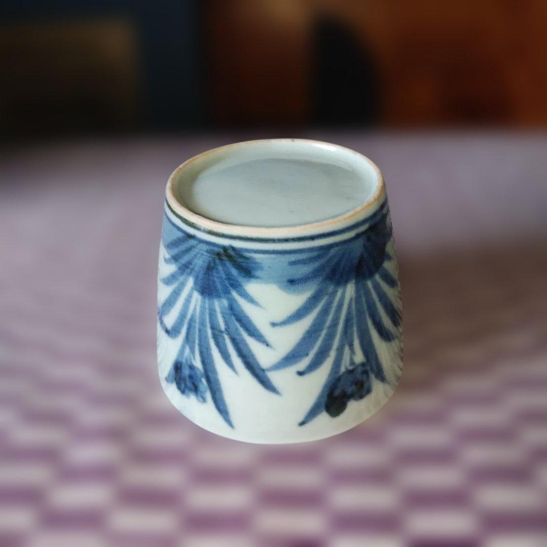 初期 古伊万里 染付 並び水仙文蕎麦猪口 美品 そば猪口 期間限定出品