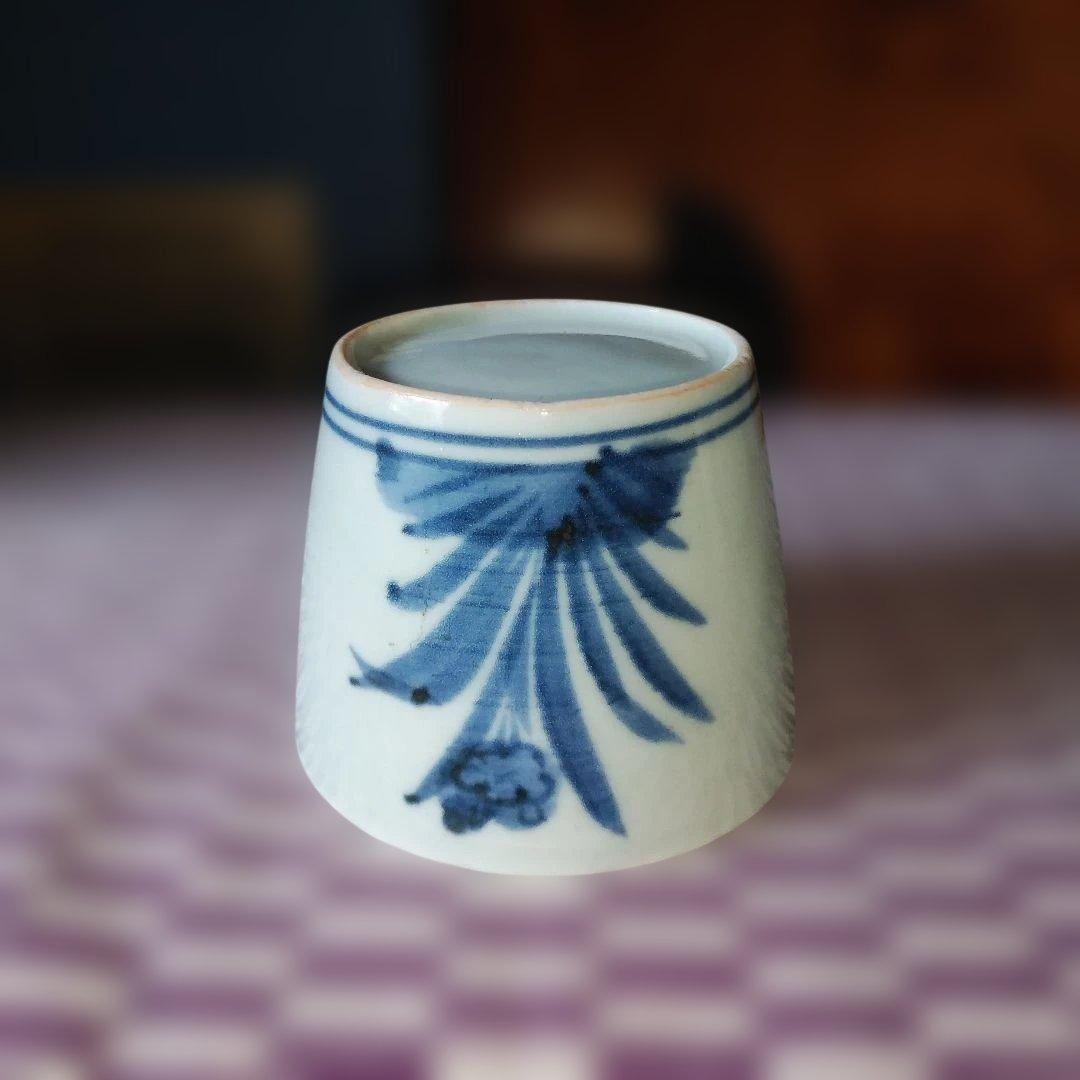 初期 古伊万里 染付 並び水仙文蕎麦猪口 美品 そば猪口 期間限定出品