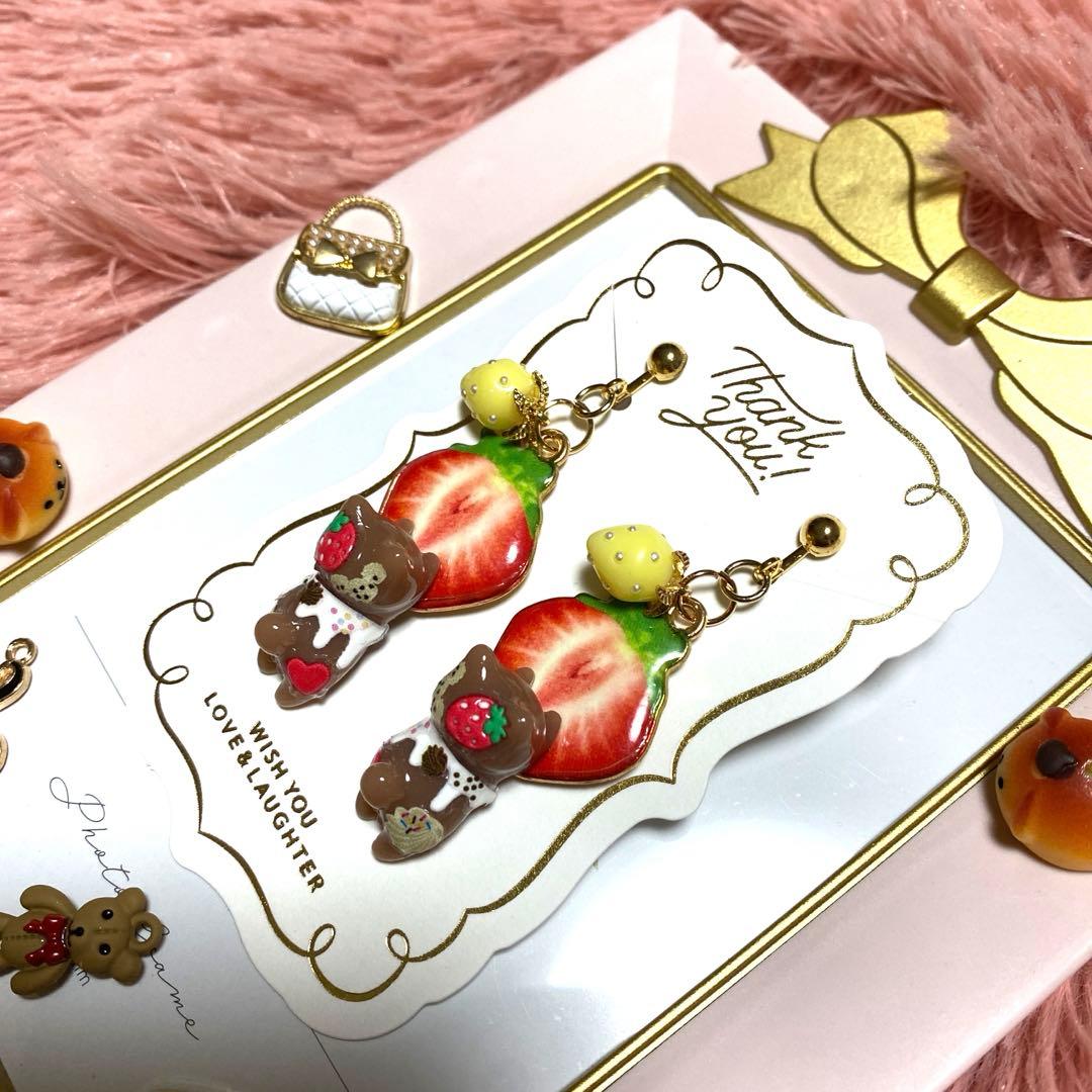 ☆苺とsweets猫ちゃんイヤリング☆A