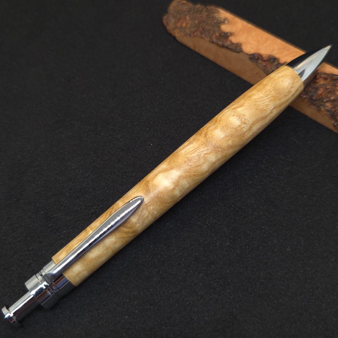 No.20ハンドメイド木軸シャーペンタモ縮み杢