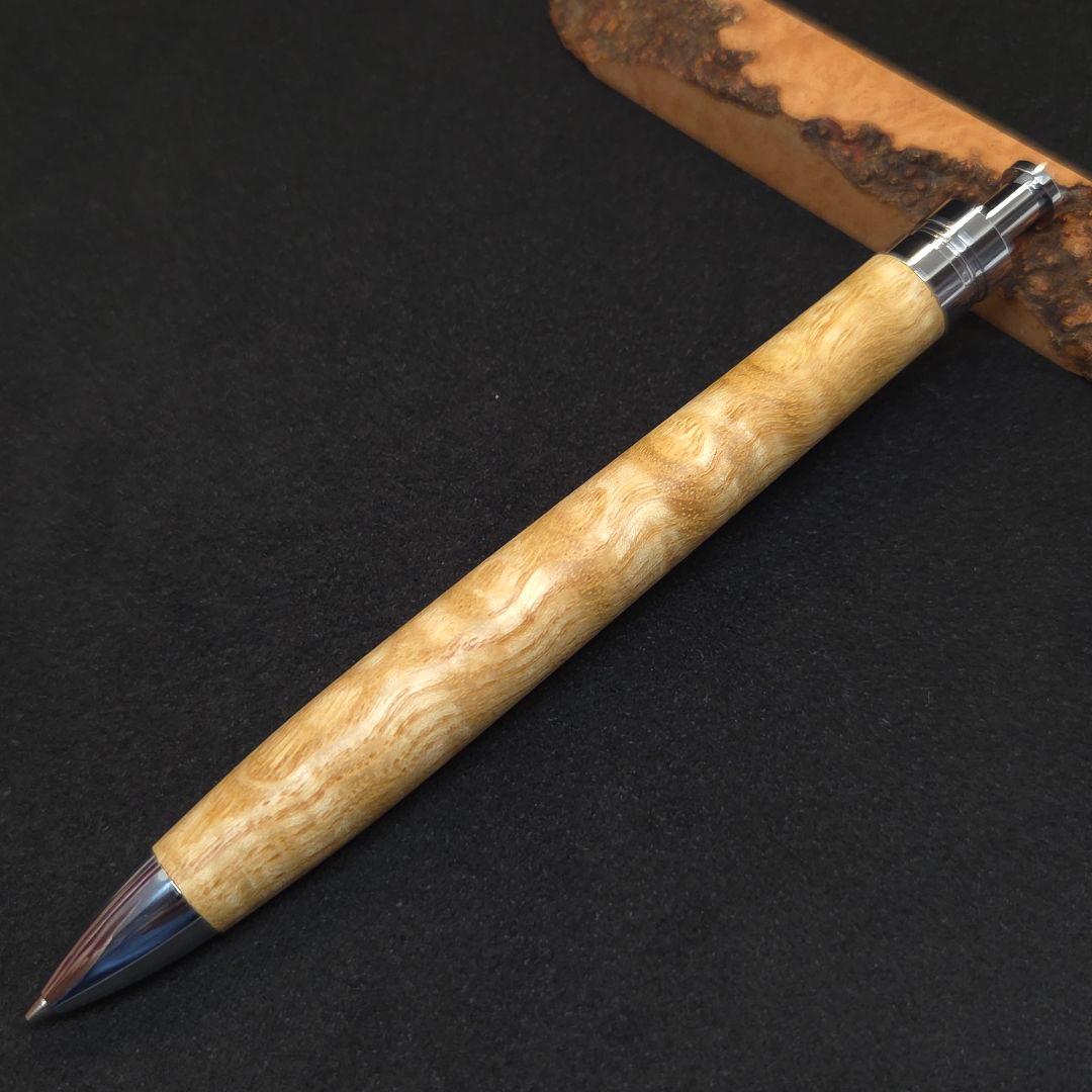 No.20ハンドメイド木軸シャーペンタモ縮み杢
