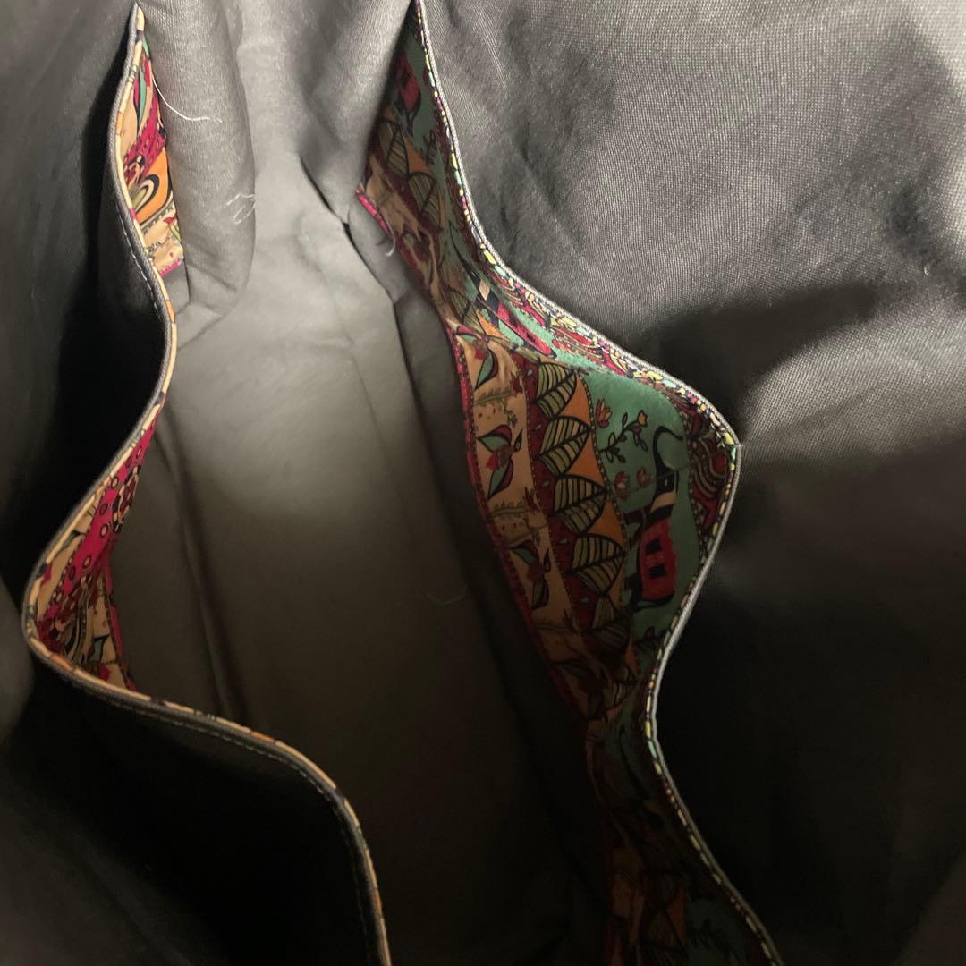 No.544 デニムリメイクバッグ　肩掛けトートバッグ　キャットインディアン