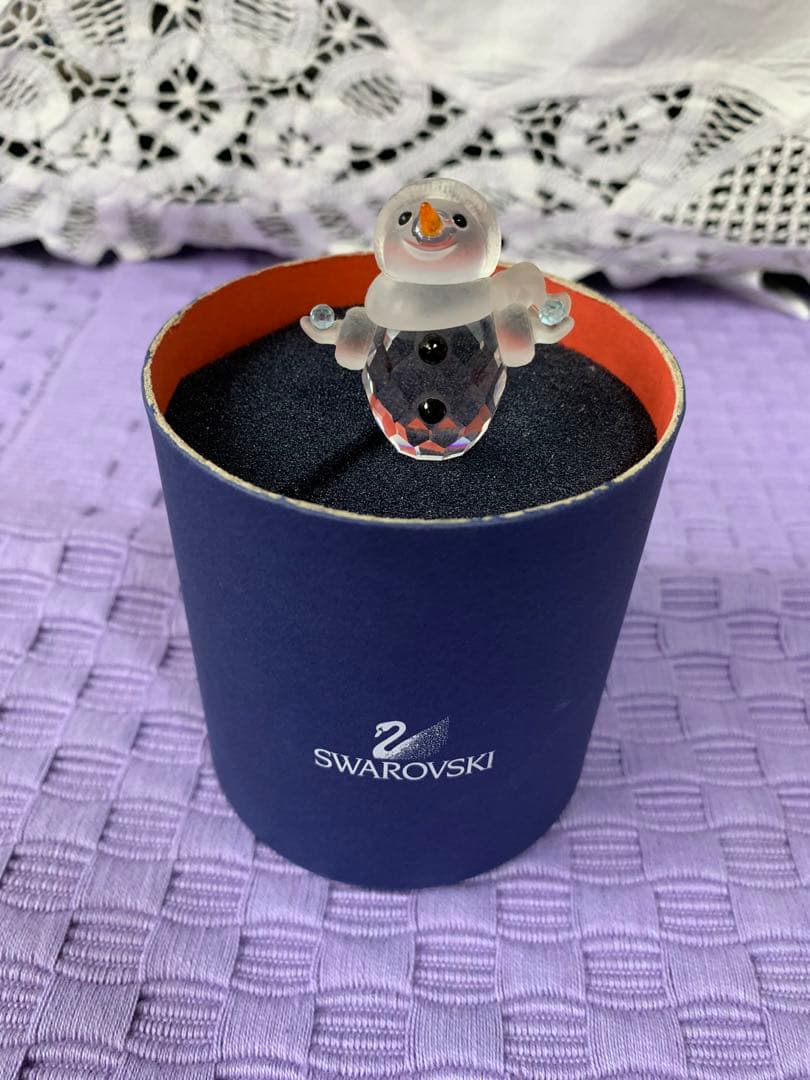 【美品】SWAROVSKI 雪だるま クリスタル プレゼントボックス