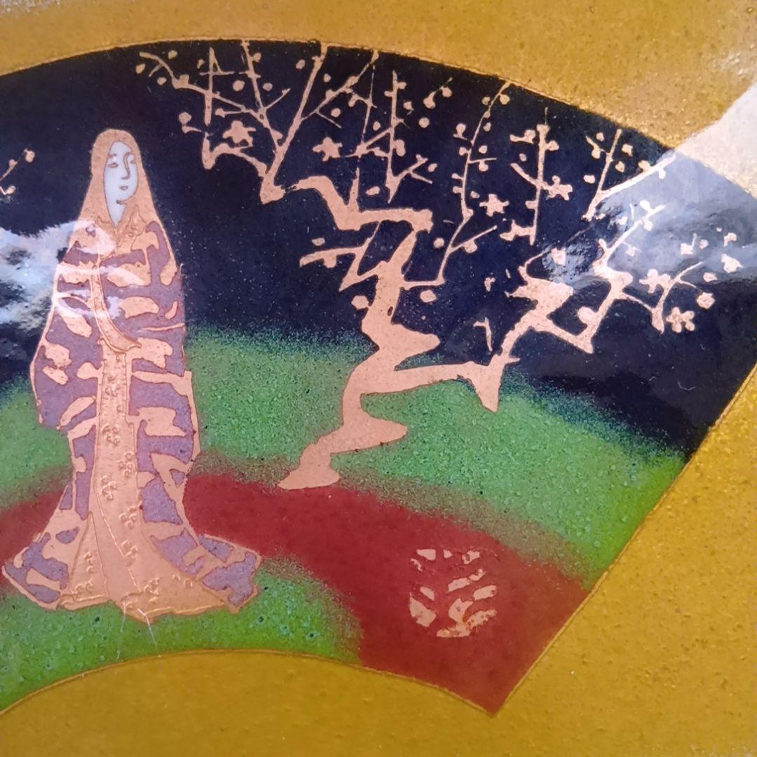 骨董品 七宝皿 宮内庁御用達 安藤七宝店製 七宝焼 藤夜叉 飾皿 美人画