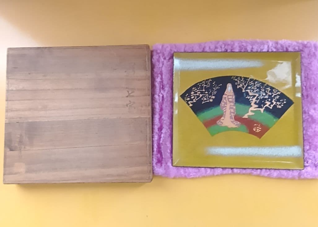 骨董品 七宝皿 宮内庁御用達 安藤七宝店製 七宝焼 藤夜叉 飾皿 美人画