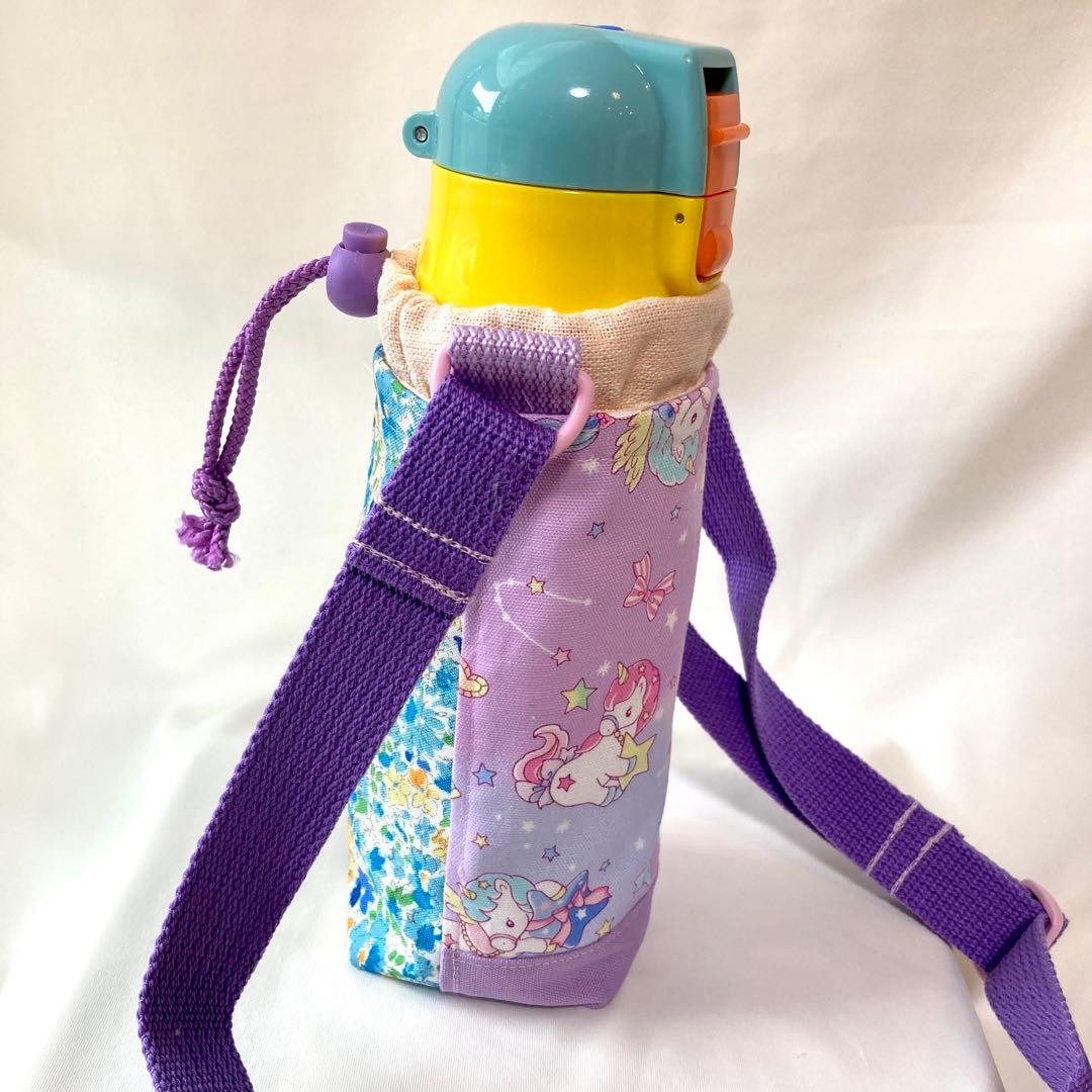 スケーター　ステンレス水筒カバー　肩紐付き　水筒カバー　ナイロン花柄切り替え