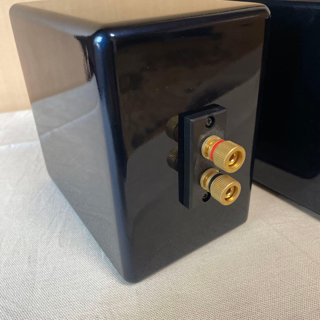 小型木製筐体 自作スピーカー ペア 5cmウッドコーン 黒+青パール塗装