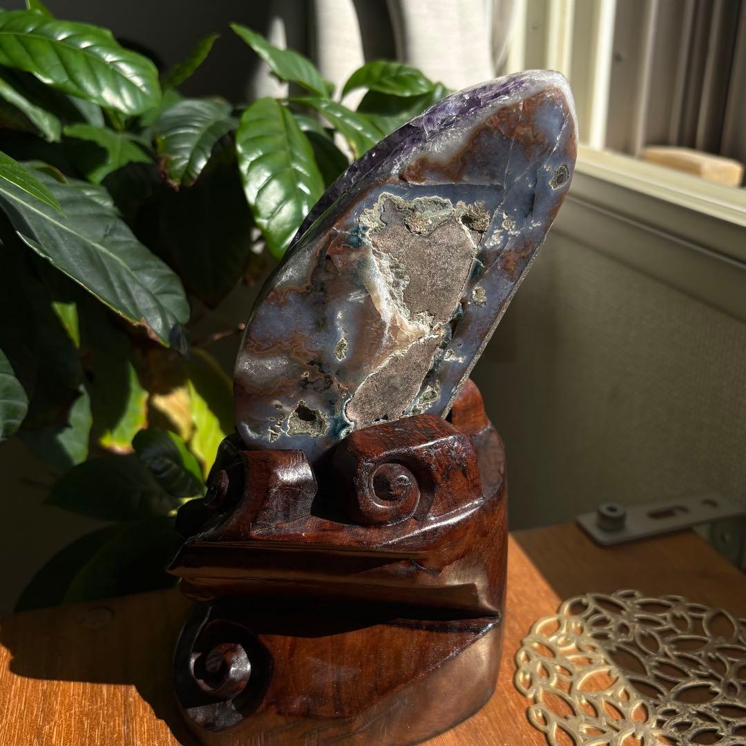 天然石 ブラジル産 アメジストドーム 置物672g