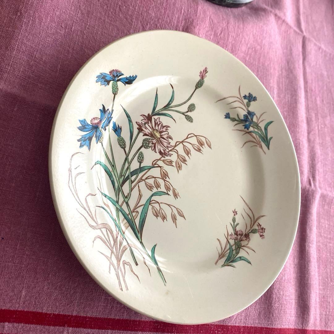 フランスアンティーク　LunevilleリュネヴィルBLEUET　矢車菊皿【B】