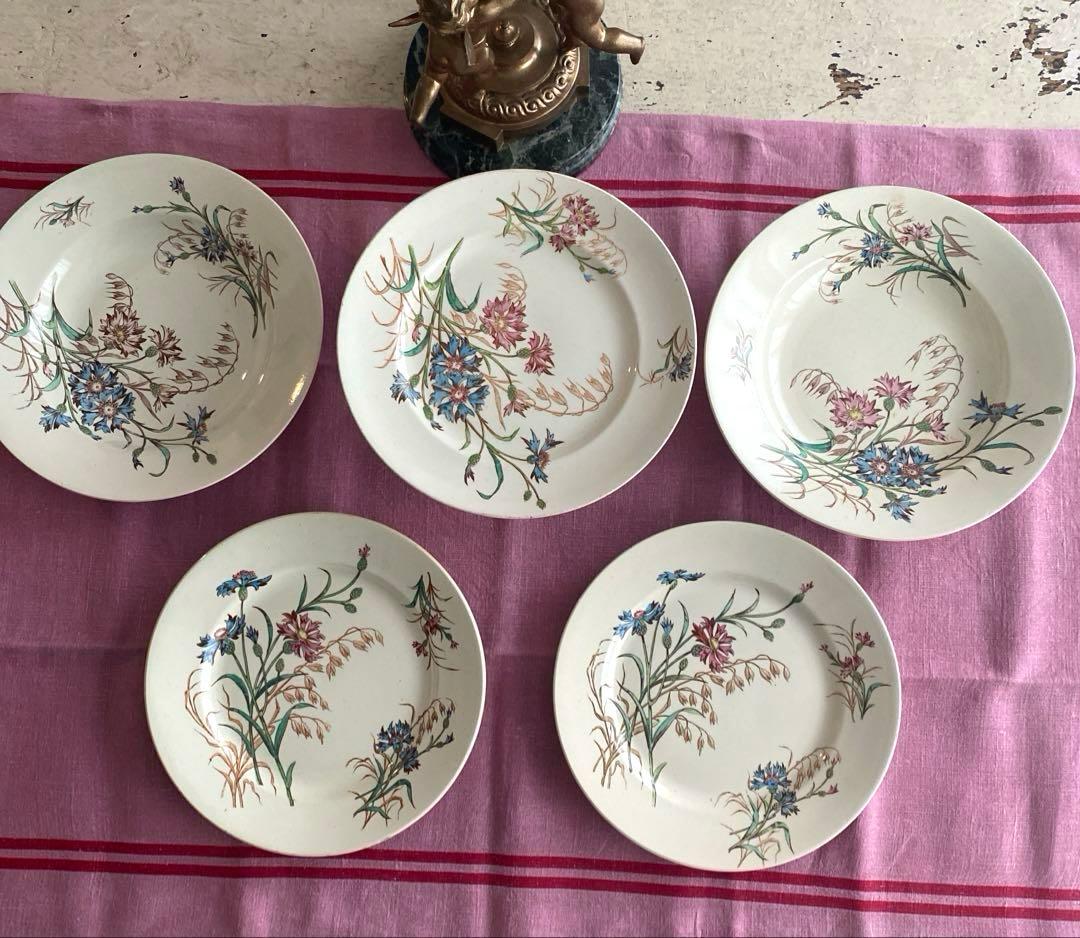 フランスアンティーク　LunevilleリュネヴィルBLEUET　矢車菊皿【B】