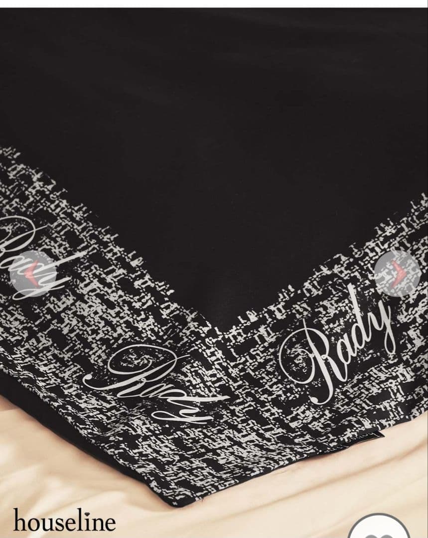 rady ツイードフレームベッドカバー　ブラック　ダブルサイズ