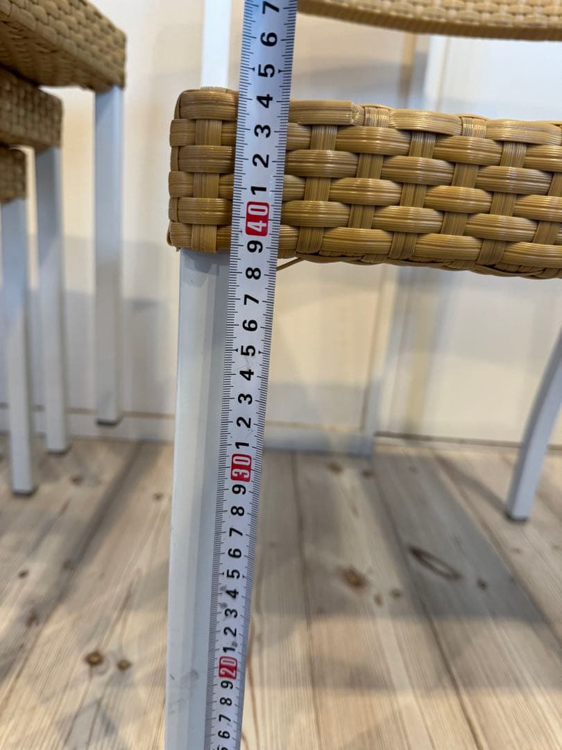 ラタン調スタッキングチェア 4脚セット テラス ガーデンチェア①