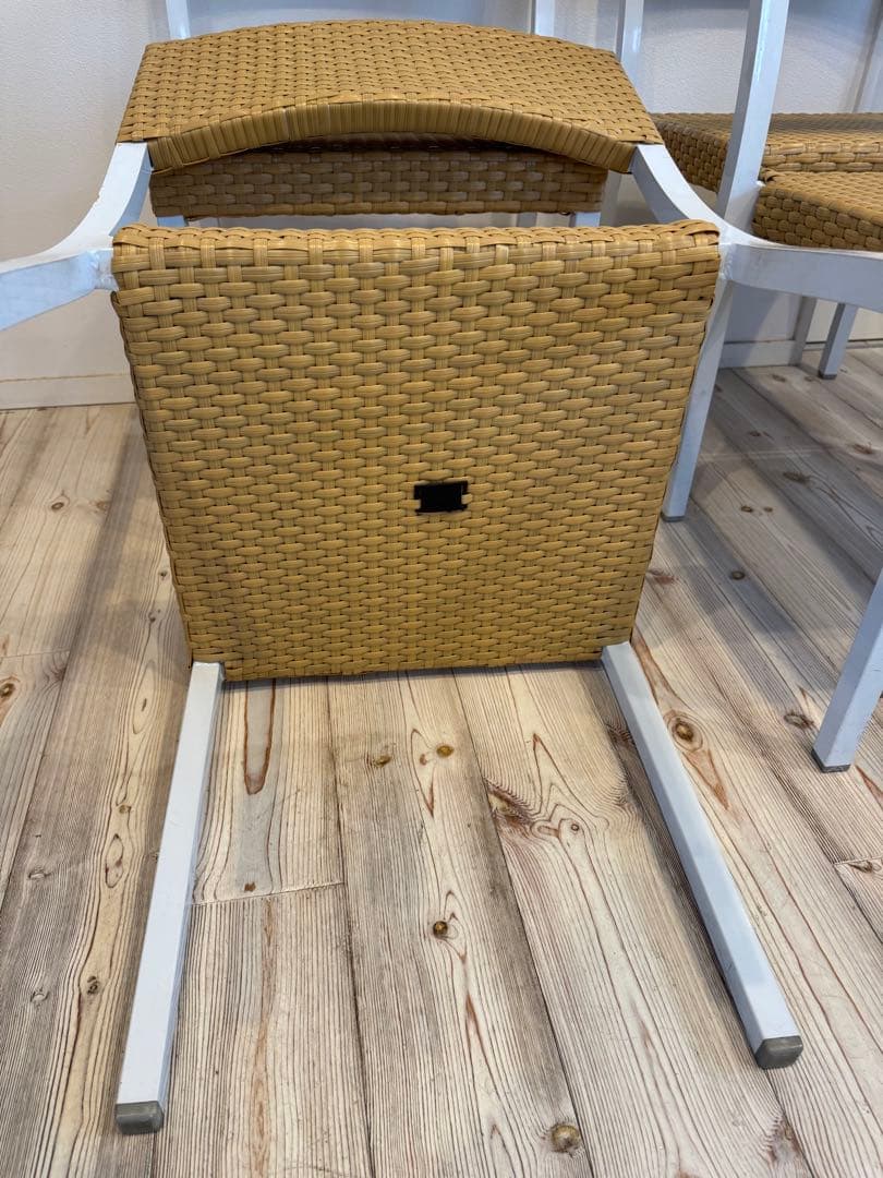 ラタン調スタッキングチェア 4脚セット テラス ガーデンチェア①