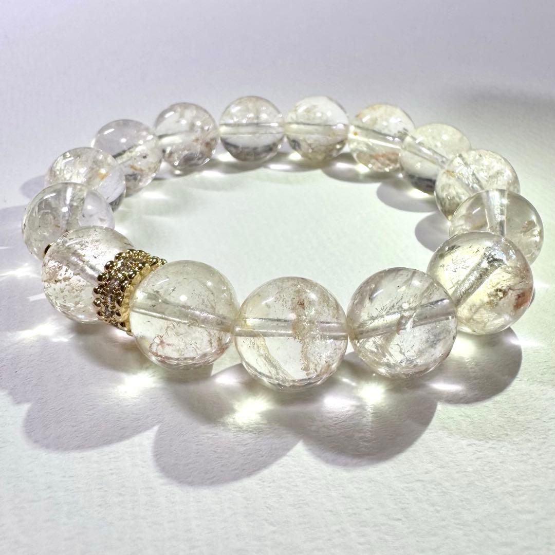 【ピンクアイリス ヒマラヤ水晶】マニカランの神秘的な輝き 天然石 ブレスレット