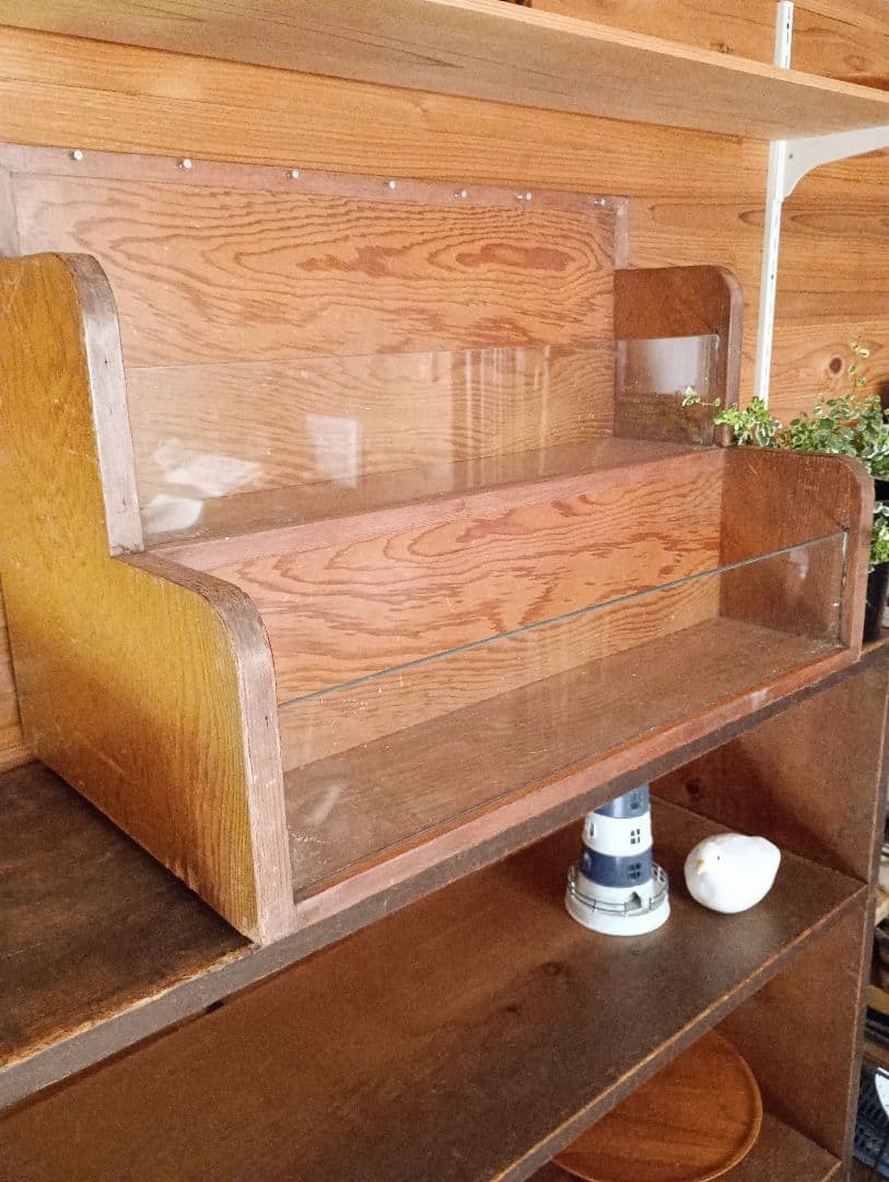 ショーケース　レトロ　アンティーク　2段ひな壇　ラック【貴重】