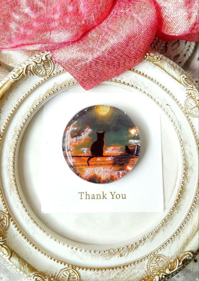 レジン　猫　ヘアゴム　ブローチ　ポニーフック　No.365