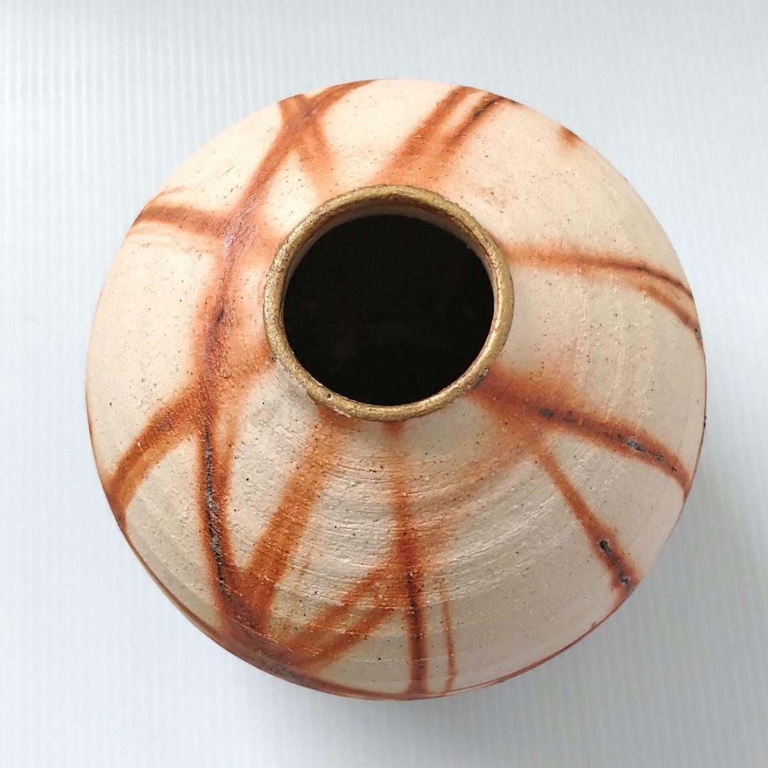 備前焼 緋襷 ヒダスキ 花器 壺型 たち吉 謹製 フラワーベース 花瓶 花入