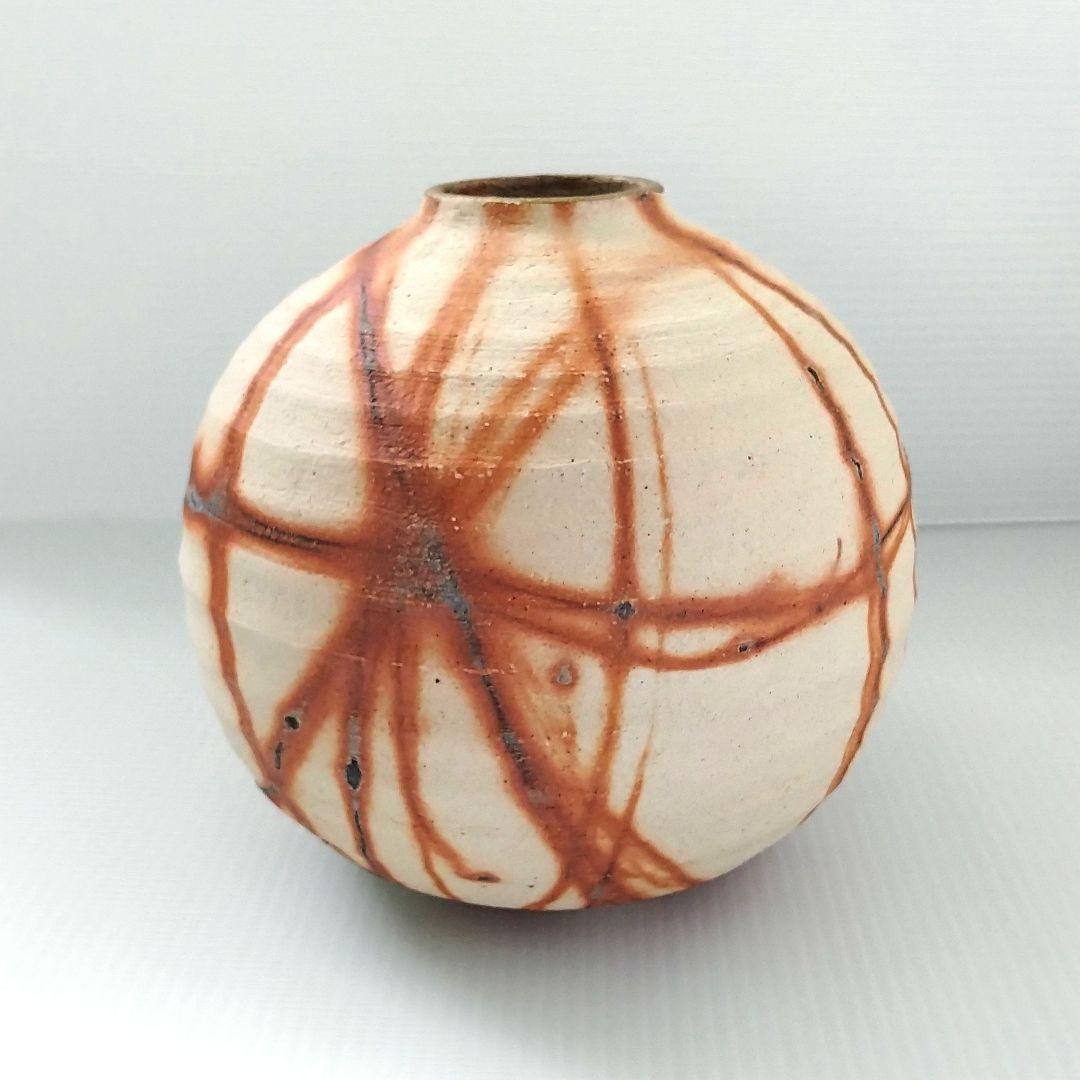 備前焼 緋襷 ヒダスキ 花器 壺型 たち吉 謹製 フラワーベース 花瓶 花入