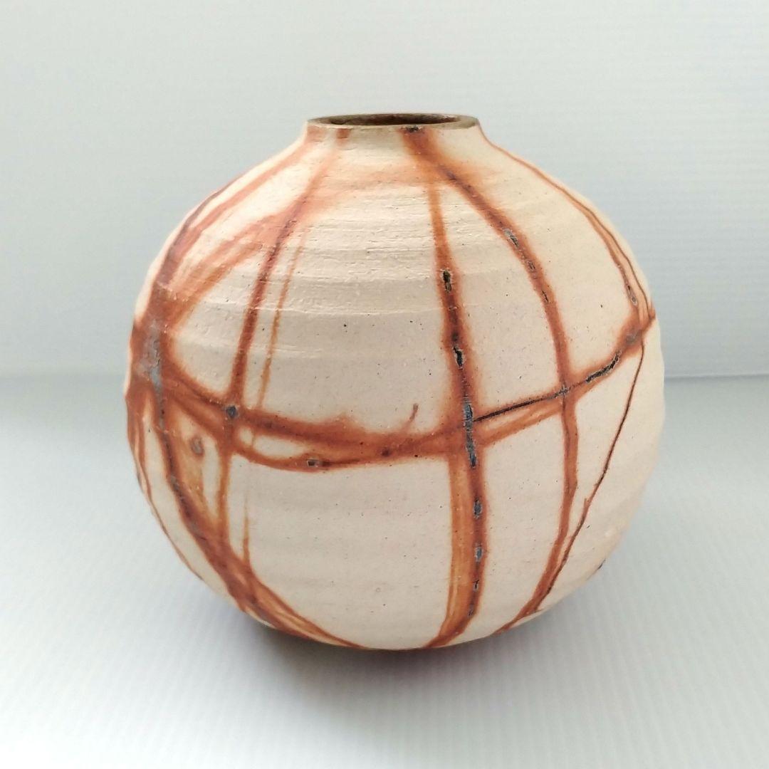 備前焼 緋襷 ヒダスキ 花器 壺型 たち吉 謹製 フラワーベース 花瓶 花入