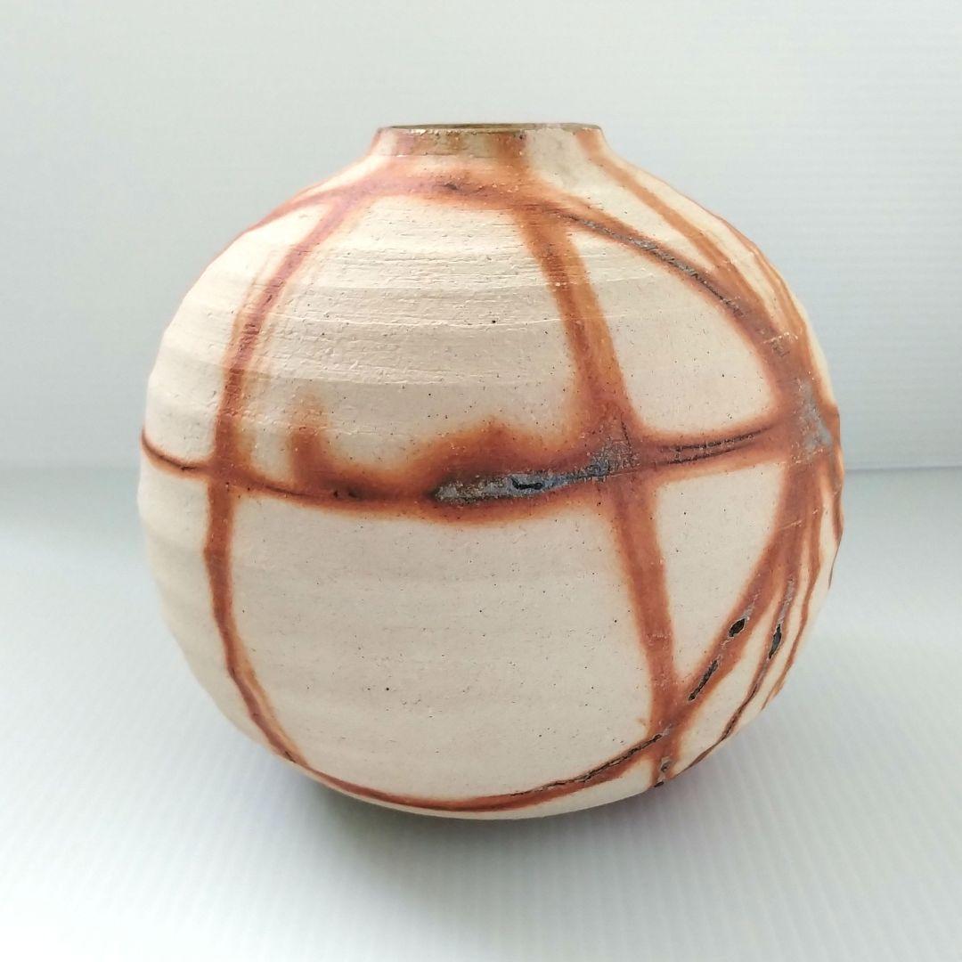 備前焼 緋襷 ヒダスキ 花器 壺型 たち吉 謹製 フラワーベース 花瓶 花入