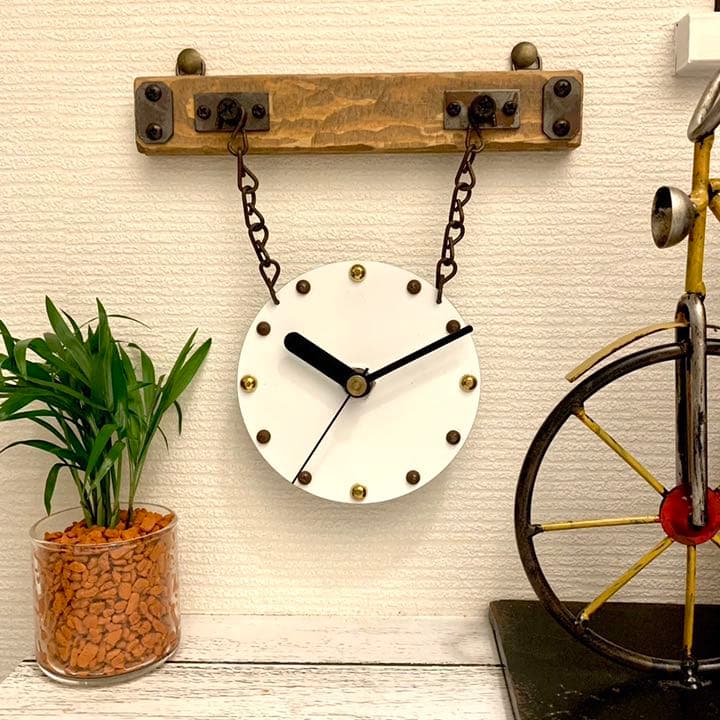 ♪古材風ヴィンテージ掛け時計♪文字盤選べる4カラー♪掛け場所自由 ドリフトウッド