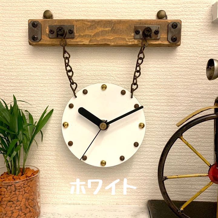 ♪古材風ヴィンテージ掛け時計♪文字盤選べる4カラー♪掛け場所自由 ドリフトウッド