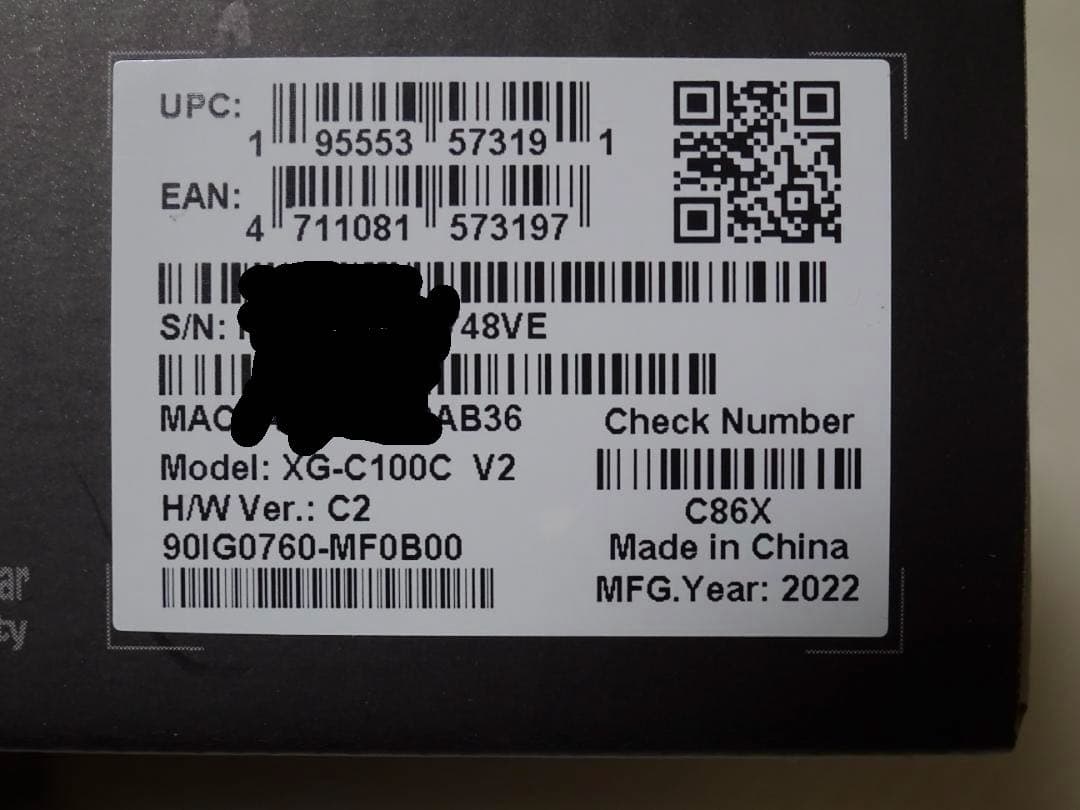 ASUS XG-C100C V2 10GBASE-T対応 LANカード