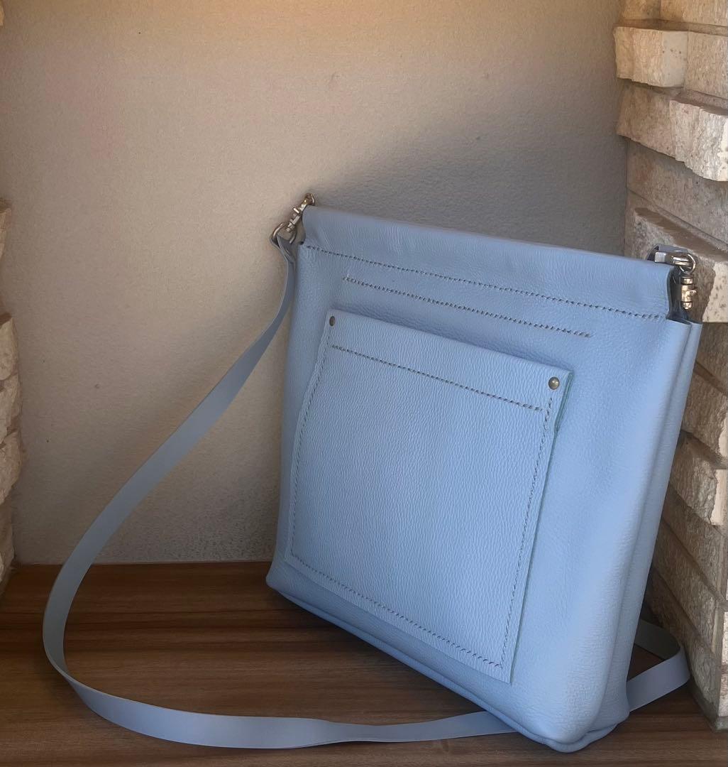 ベルト変更　30cm小判開口口金付きハンドメイド作品-レザーショルダーバッグ