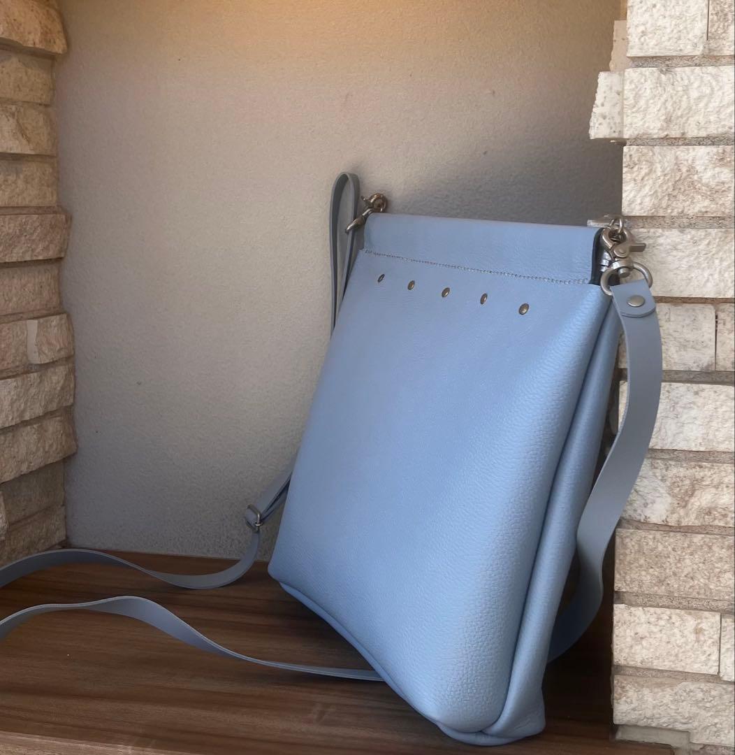 ベルト変更　30cm小判開口口金付きハンドメイド作品-レザーショルダーバッグ