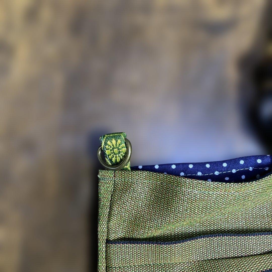 畳縁製 オリーブグリーン 幾何学模様 ハンドバッグ