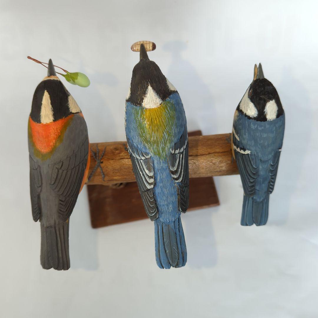 ヤマガラ、シジュウカラ、ヒガラの バードカービング