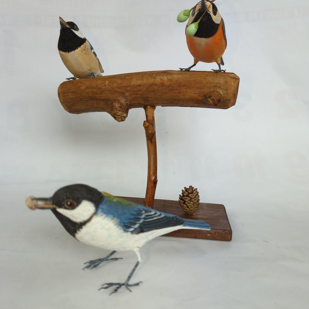 ヤマガラ、シジュウカラ、ヒガラの バードカービング