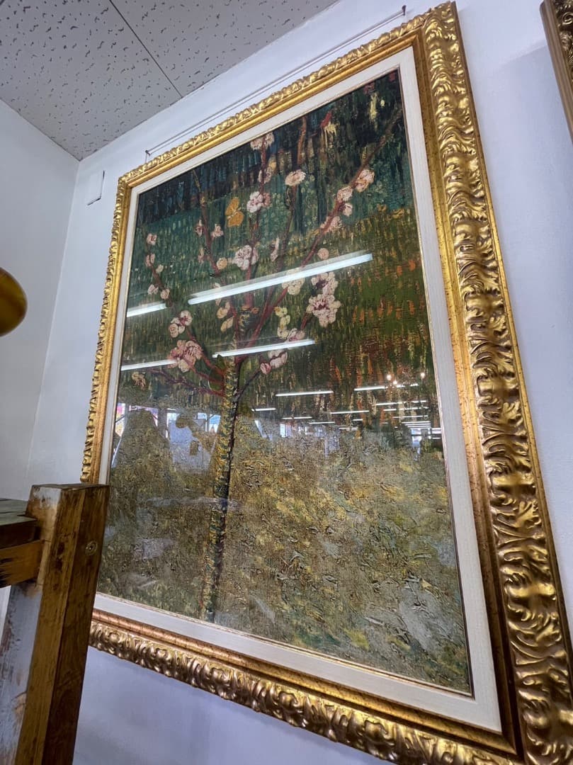 イタリア製　ゴッホ『花咲くアーモンドの木』　額絵　絵画　アート　パネル　壁掛け