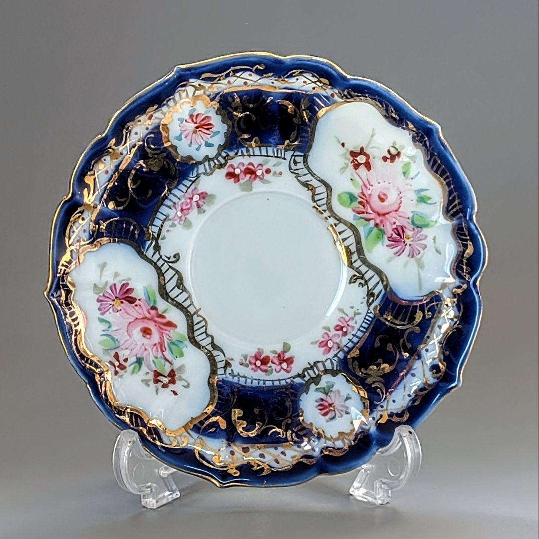 オールドニッポン デミタス 高台ペディスタル C&S 金彩 花文