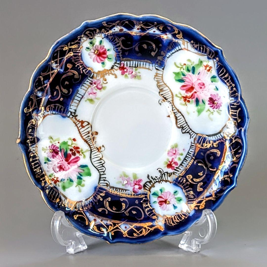 オールドニッポン デミタス 高台ペディスタル C&S 金彩 花文