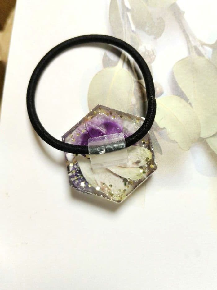 ドライフラワー レジン ヘアゴム 六角形 約3.7cm