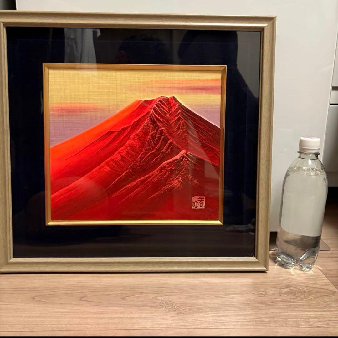【額装アート】赤富士 絵画／開運 縁起物 風水 インテリア