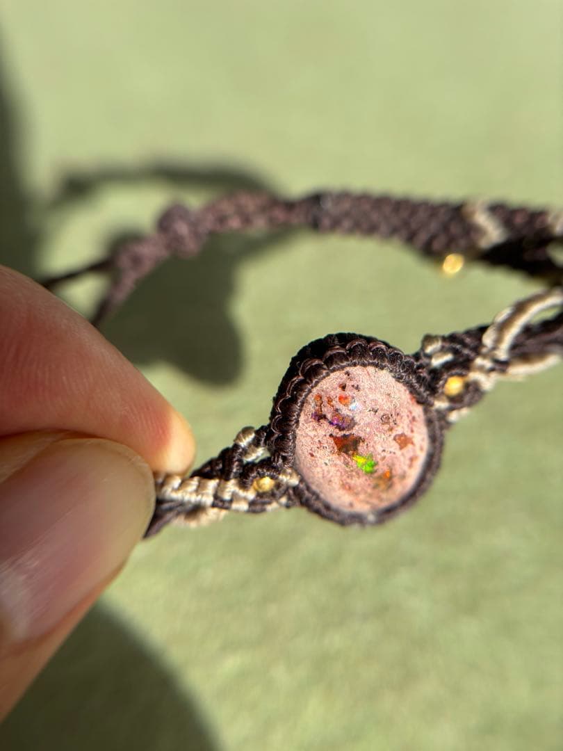 カンテラオパールハンドメイド 編み込みブレスレット